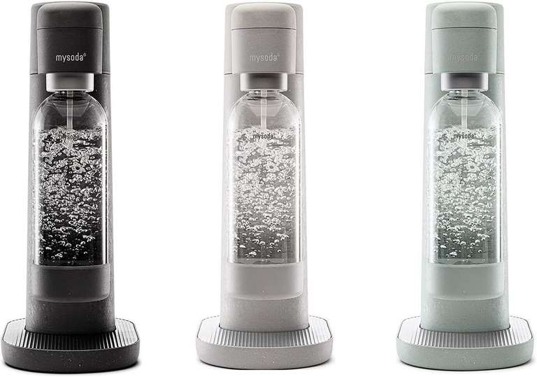 Mysoda Wassersprudler Toby in Schwarz, Braun & Pigeon | inkl. CO2-Zylinder (für 60L) & 1 Liter + 0.5 Liter Flaschen