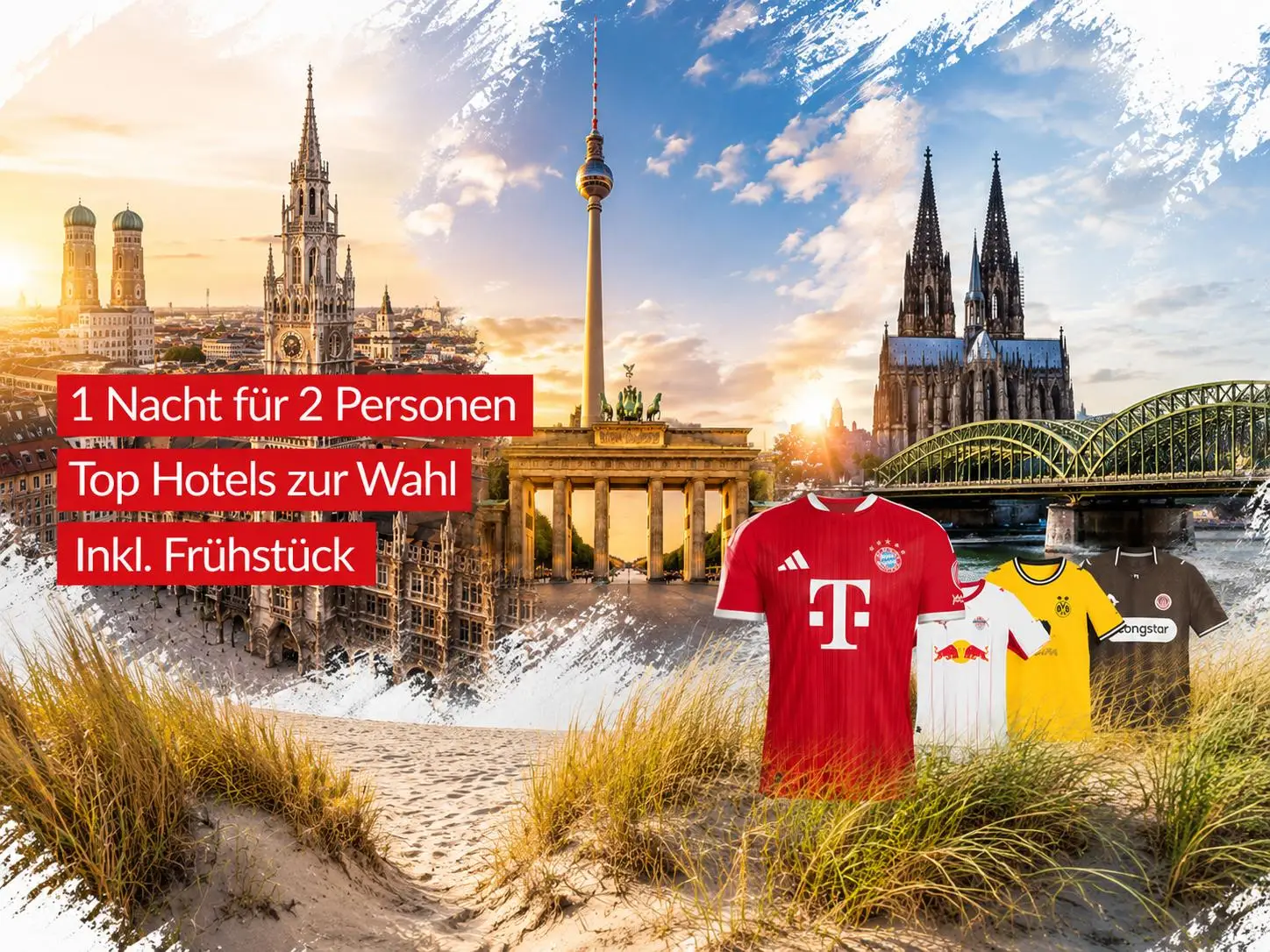 Kurztrip 2 Personen: 1 ÜN im Top Hotel + Frühstück ab 159€ inkl. Bundesliga Trikot - 80 Hotels zur Auswahl in DE + EU