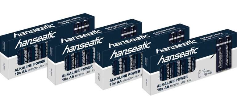 Hanseatic 40er Pack Alkaline Power, AA Mignon Batterie, LR06 (40 St), bis zu 5 Jahren Lagerfähigkeit (OTTO UP)