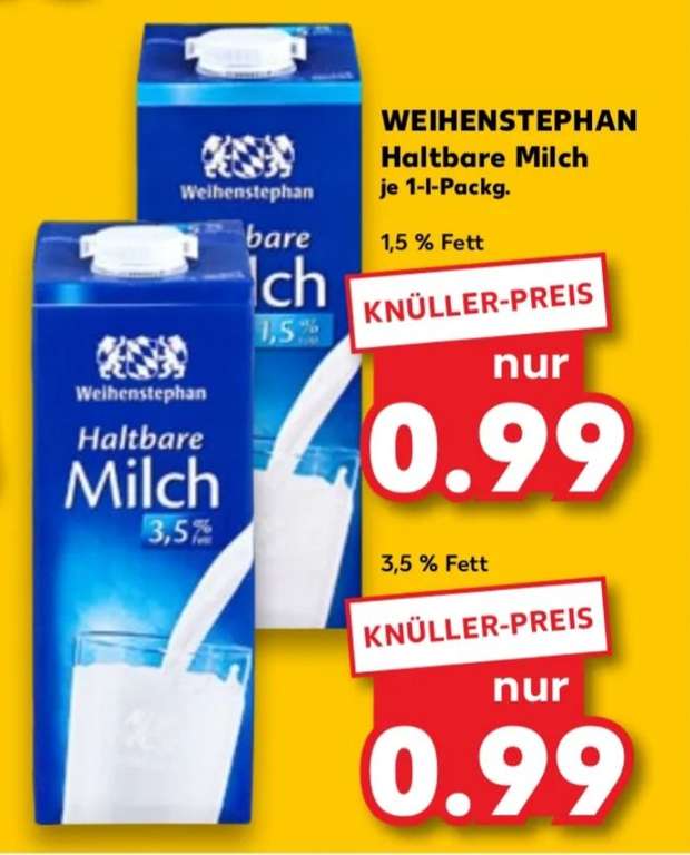 [Kaufland] Weihenstephan Milch 1,5% u. 3,5%