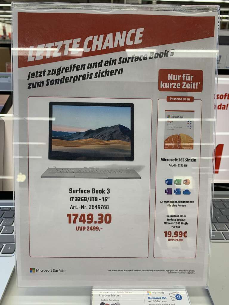 Microsoft Surface Book 3 15“ 32 gb 1 TB Mediamarkt Paderborn