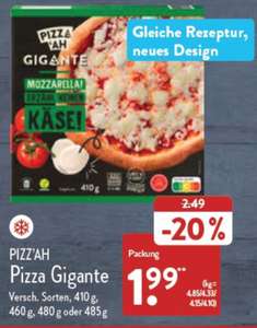 ALDI NORD: Gusto Gigante (410g, 460g, 480g, 485g) Pizza für 1,99€