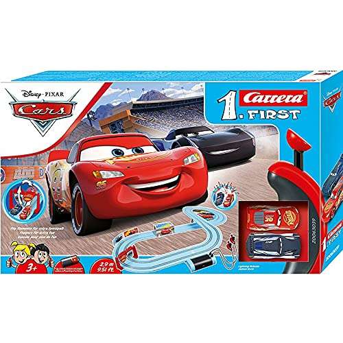 [Prime] Carrera FIRST Disney Pixar Cars - Piston Cup Autorennbahn für Kinder ab 3 Jahren I 2,9m Rennstrecke I 2 ferngesteuerte Autos