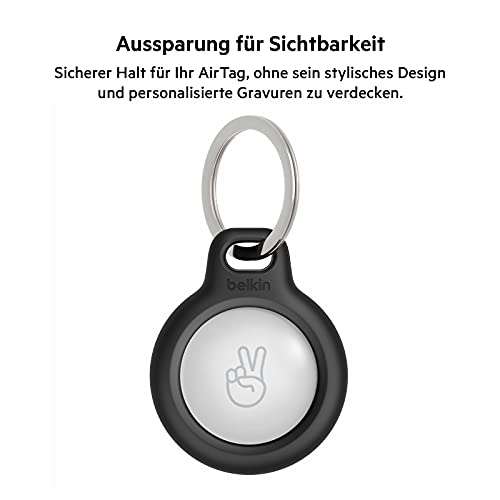 [Prime] Belkin AirTag Schutzhülle mit Schlüsselanhänger Secure Holder (4er Pack) Schwarz