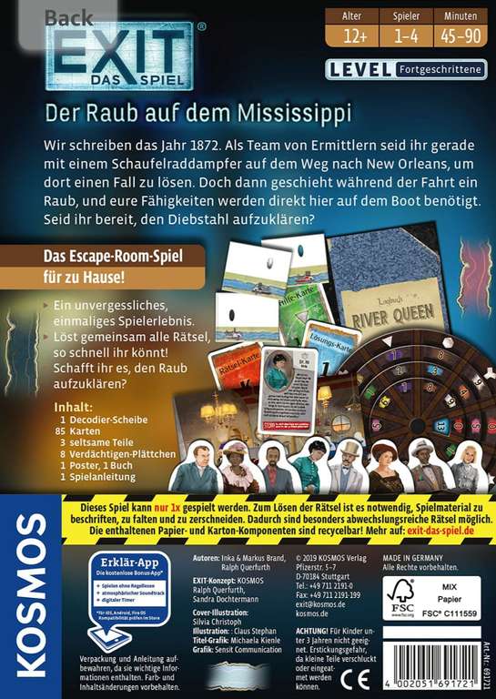 EXIT - Der Raub auf dem Mississippi | Escape Room Gesellschaftsspiel | Deutsche Version [Amazon.co.uk]