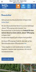 Bayernpark: am blauen Öffnungstag den Park besuchen und ein zweites Ticket Gratis für einen weiteren blauen Öffnungstag erhalten