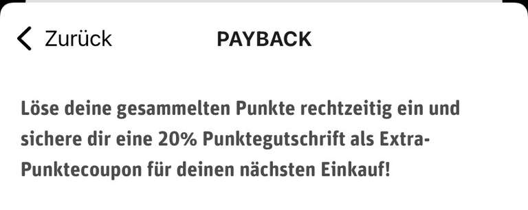 20% Payback Punkte zurück bei Rewe Guthaben Aufladung (evtl. personalisiert)