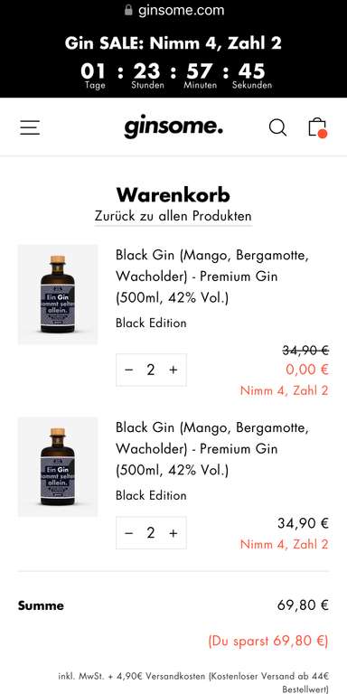 GIN - Nimm 4, Zahl 2 / EUR 17,45 pro Flasche