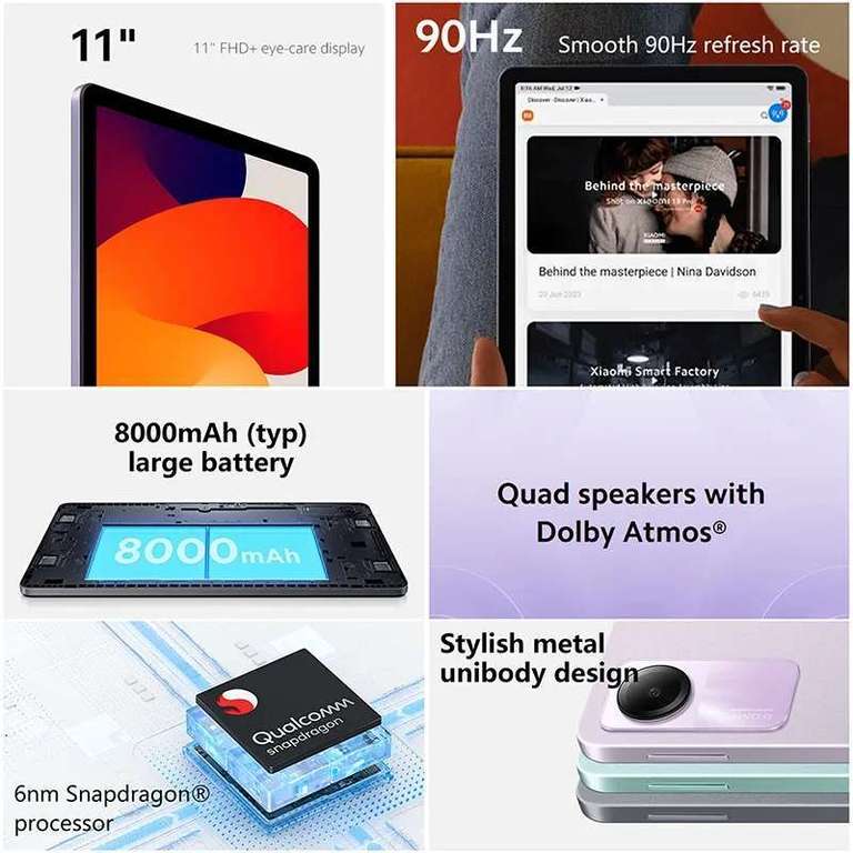 Redmi Pad SE Graphite Gray/Purple/Green 4 GB + 128 GB - NUR falls "2024XFF" im Konto hinterlegt und noch nicht genutzt