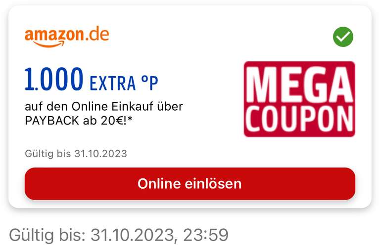 [Mega Coupon] 1.000extra Punkte auf Einkauf per Payback ab 20€ (personalisiert)