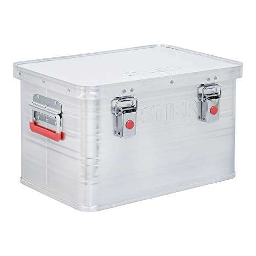 STIER Alubox, Aluminiumbox 30L, Staub- und spritzwasserresistent mit Gummidichtung und 2 Klapphandgriffen