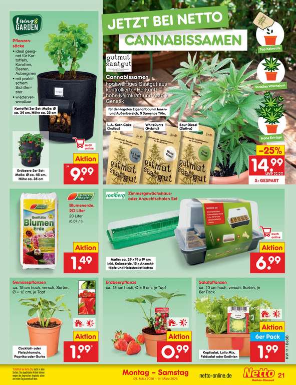 Gutmut Cannabissamen bei Netto Berlin: L.A. Kush Cake, White Runtz & Sour  Diesel  14,99 at Netto Marken-Discount | mydealz
