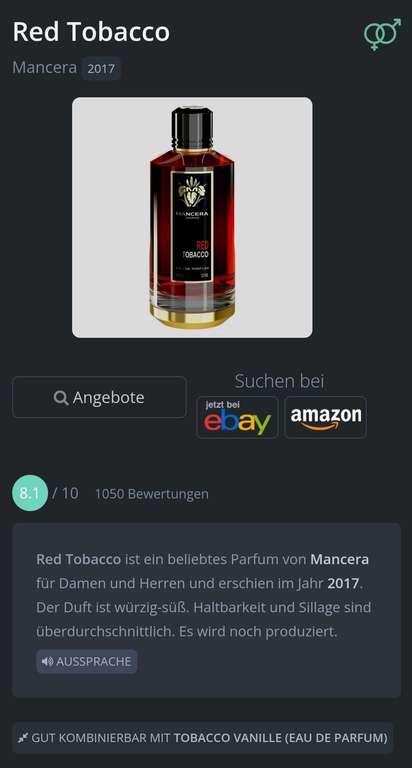 (Amazon Vorbestellung) Mancera Red Tobacco Eau de Parfum 60ml (Unisex)
