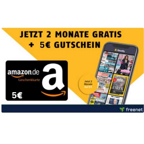 2 Monate Readly Magazinflat gratis + 5 € Amazon Gutschein geschenkt für Neukunden (u.a. mit Sport Bild, Euro, Chip, Auto Bild)
