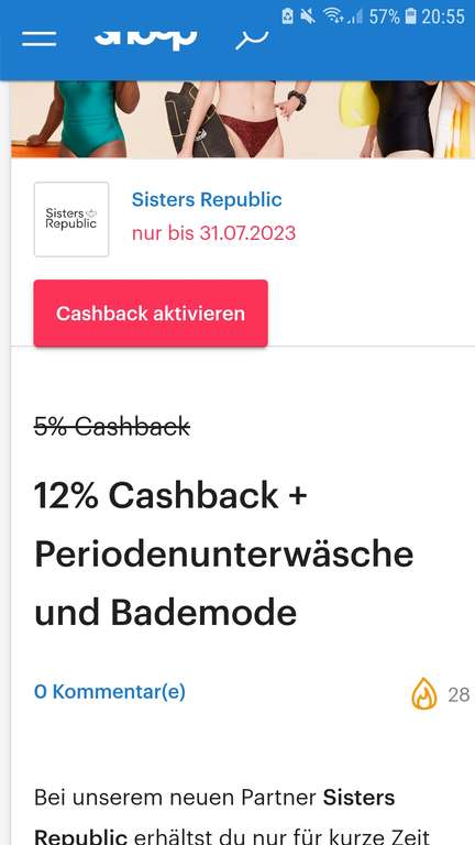 Sisters Republic 12% cashback über shoop auf Periodenunterwäsche und bademode