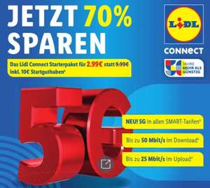 Lidl-Connect Prepaid Starterpaket mit 10€ Startguthaben für 2,99€