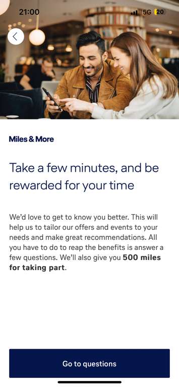 [Miles & More] 500 kostenlose Meilen für Beantwortung einer Frage in der App