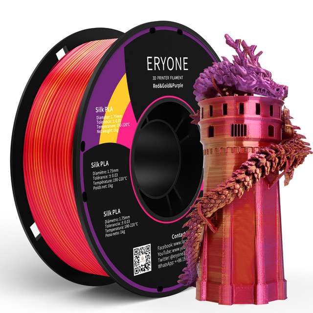 Eryone Dual-Color Filament 2kg zweifarbiges 3D-Drucker PLA Filament 1,75mm