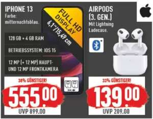 Marktkauf Rhein Ruhr Apple Airpods 3.Gen Lightning Case 139€ und Iphone 13 für 555€