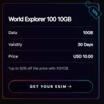 [Global YO] 10GB eSIM für 98 Länder (u.a. USA) für 30 Tage = 10$