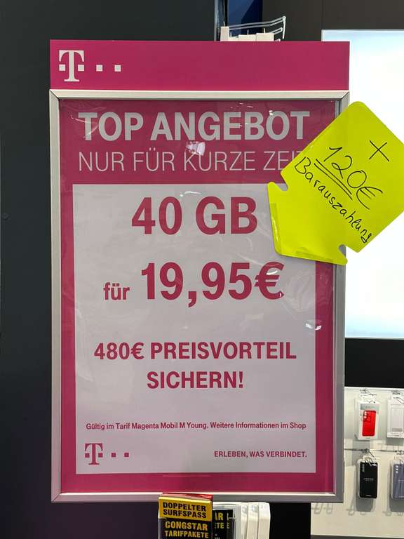(LOKAL Euronics in Ratingen) Magenta M Young mit 40GB für 19,95€/mtl