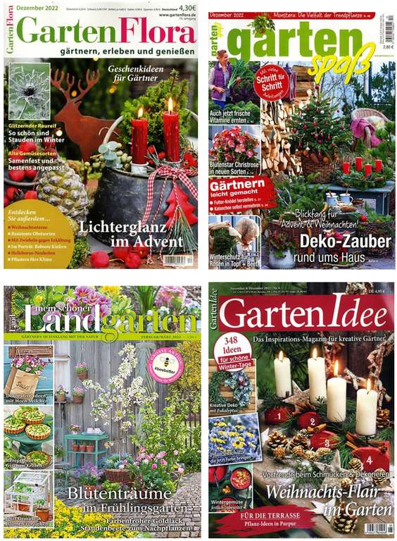 4 Gartenmagazin Abos: GartenFlora für 46,08€ + 35€ BestChoice | Gartenspaß für 29,28€ mit 20€ Otto/15€ Amazon + 1 Gratismonat / GartenIdee