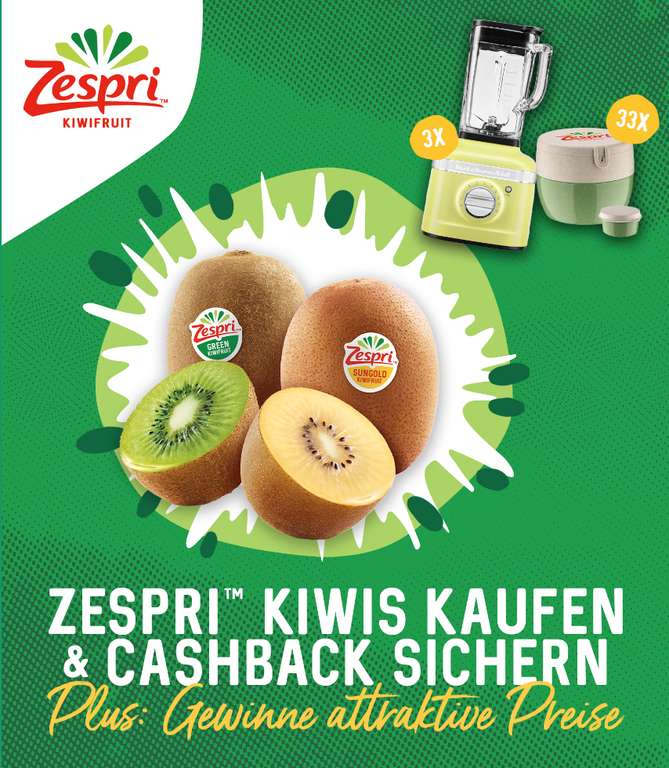 Zespri Kiwis für 4€ kaufen - 1€ Casback (plus Gewinnspiel)