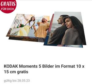 [Rossmann App] 5 KODAK Moments Bilder im Format 10 x 15 cm gratis