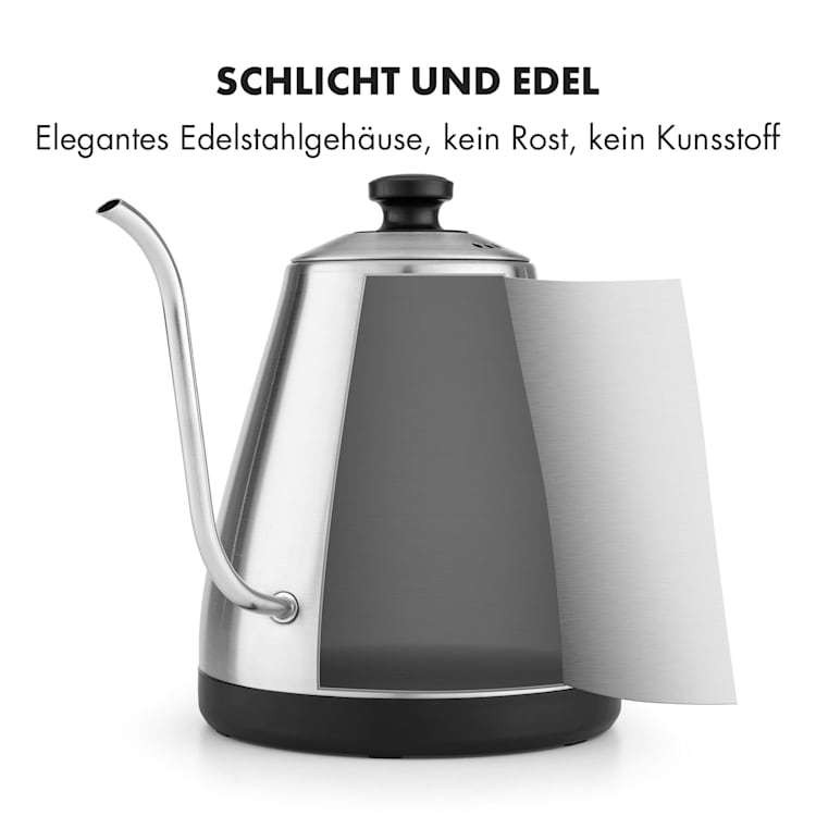 "Klarstein Garcon" Elektrischer Schwanenhals-Wasserkocher, 1 Liter, 2000 Watt, Warmhaltefunktion (Verkauf+Versand: Klarstein Deutschland)