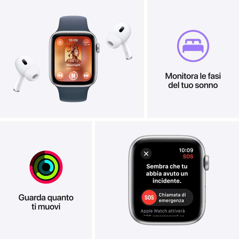 Apple Watch SE 2. Gen (2023) GPS 40mm Aluminiumgehäuse und Sportarmband (S/M) in Mitternacht