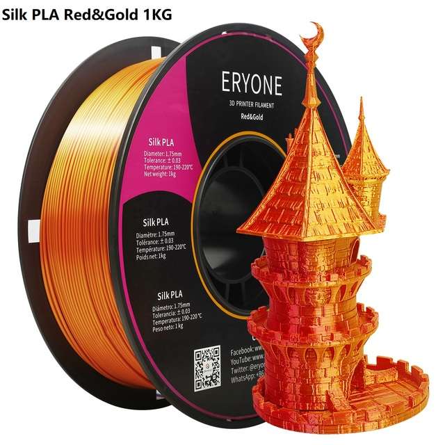 Zwei Rollen Eryone Dual-Colour Filament, zweifarbiges 1,75mm Seiden-PLA Filament für 3D-Drucker 19.30€/kg