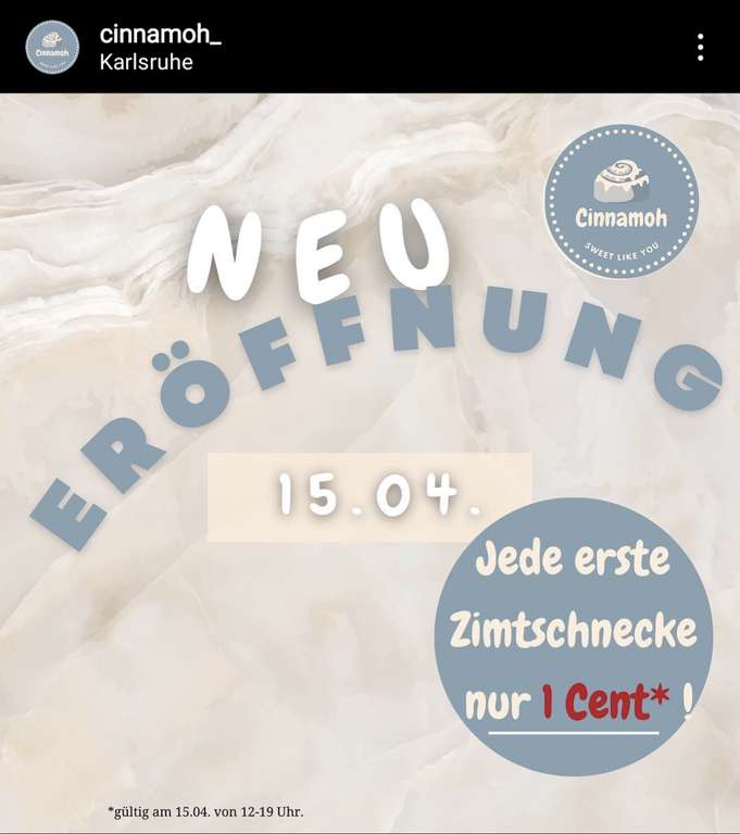 Lokal Karlsruhe Zimtschnecken für 1Cent