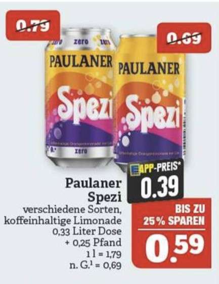 Dose Spezi (auch Zero) 0,33 Ltr. mit der Edeka App für 0,39€ Marktkauf Südwest u. Nordbayern
