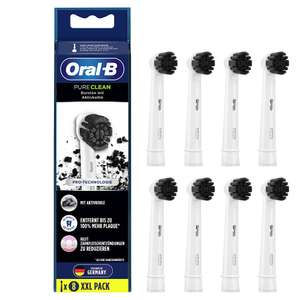 Oral-B Pure Clean Aufsteckbürsten für elektrische Zahnbürste, 8 Stück, mit Aktivkohle-Borsten, für Oral-B Zahnbürsten (Prime Spar-Abo)