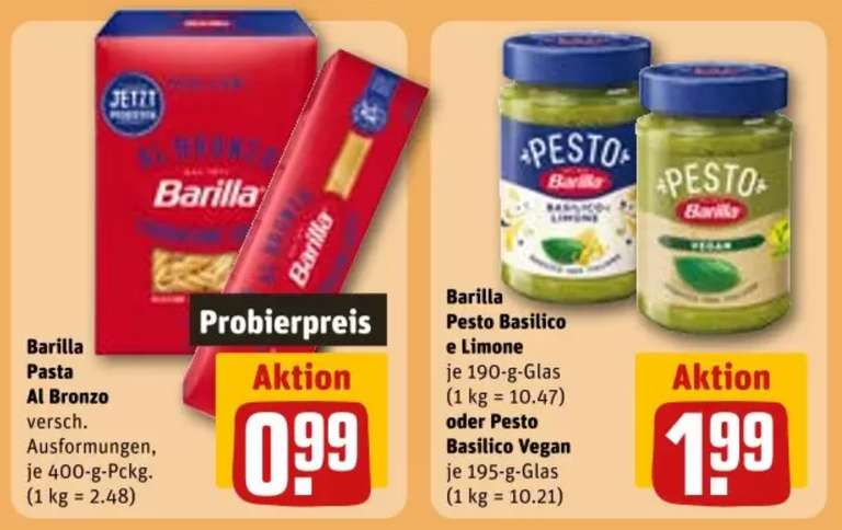 BARILLA Al Bronzo Pasta ∨ Pesto (zustzl. Coupon-Rabatt mgl.!) bei REWE