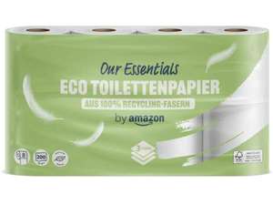 [Prime] Amazon ECO Toilettenpapier aus 100% Recycling-Fasern 3-lagig 200 Blatt 8 Rollen