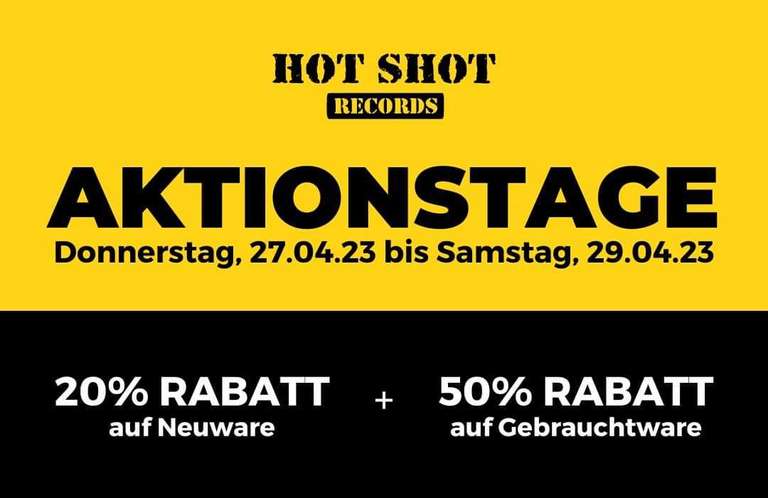 [Lokal Bremen] Hot Shot Records Aktionstage - Vinyl, DVD, CD etc. Sonderaktion