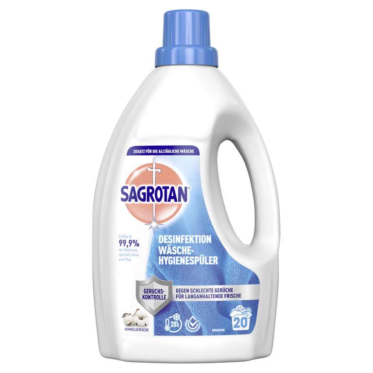 Sagrotan Wäsche-Hygienespüler Himmelsfrische – Desinfektionsspüler für hygienisch saubere und frische Wäsche – 4 x 1,5 l [PRIME/Sparabo]
