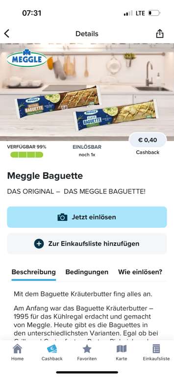 ~Netto Scotty~ Meggle Knoblauch/Kräuter Baguette im Angebot und Marktguru 0,40€ Cashback
