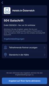 [AMEX Offers] 50 Euro Gutschrift ab 250 Euro bei ausgewählten Hotels in Österreich (personalisiert)