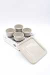 Staub Tapas Set Dipschalen Tablett Keramik Grau 21,5 x 21,5cm -0,15 L- 4er set