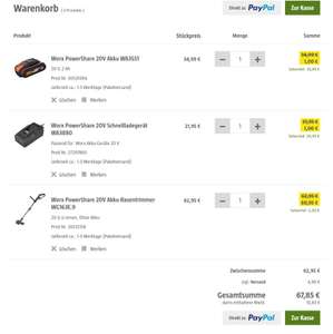 Worx PowerShare 1 Gerät kaufen akku und Ladegerät für 2 Euro dazu Bauhaus Lokal und Online