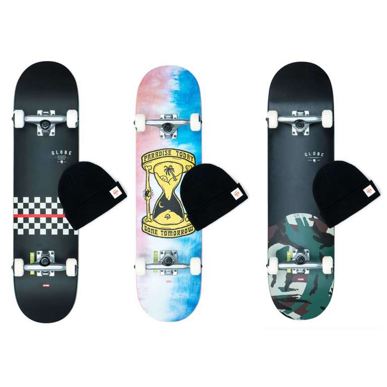 GLOBE G1 Skateboard, Komplettboard in 3 Farben und Größen, inkl. Beanie für 43,99€ [Globe]