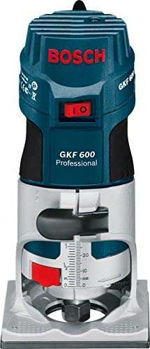 Bosch Professional Kantenfräse GKF 600 (inkl. Maulschlüssel, Parallelanschlag, Führungshilfe, Spannzangen 6+8 mm, im Handwerkerkoffer)