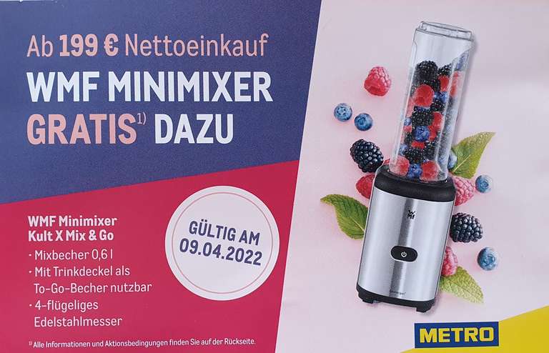 [Metro] Gratis WMF Minimixer Kult X Mix & Go ab 199 Euro Umsatz