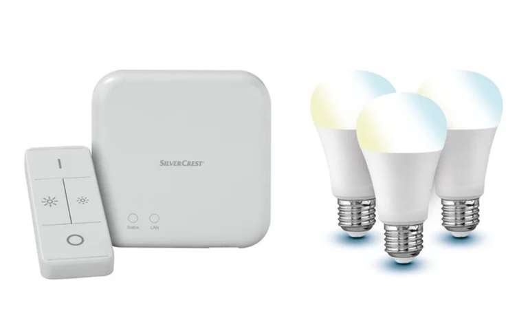 LIVARNO home Starter Kit Gateway + 3x Leuchtmittel Zigbee Smart Home