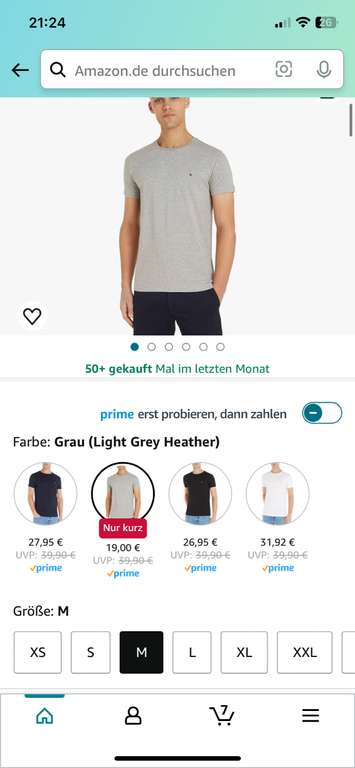 Tommy Hilfiger Herren Kurzarm T-Shirts Gr.M [Amazon Oster Deals]