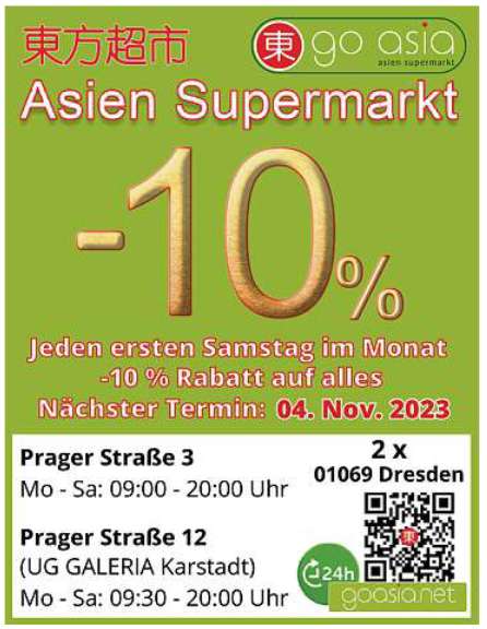 [lokal, Dresden] go asia | Asien Supermarkt | 10% auf alles | jeden ersten Samstag / Monat