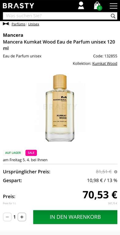 Mancera Kumkat Wood Eau de Parfum unisex 120 ml [Brasty]