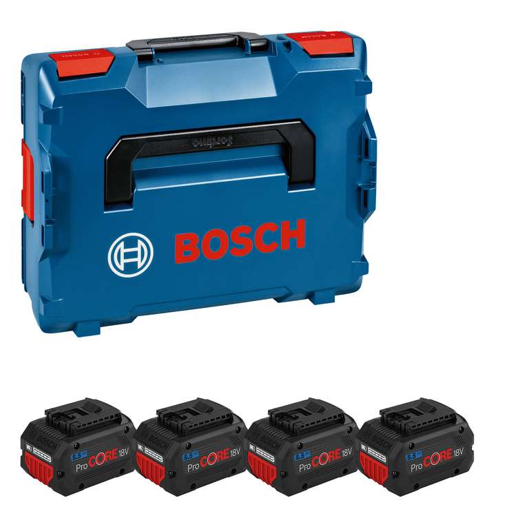 Bosch Professional Akku GBA 12V 3.0Ah / Akkupack 4x ProCORE 18V 5,5Ah +L-BOXX für 404€/ Akku Starter-Set GBA 18V 4,0h für 90€ (Prime)